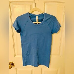 light blue lululemon swiftly tech shirt